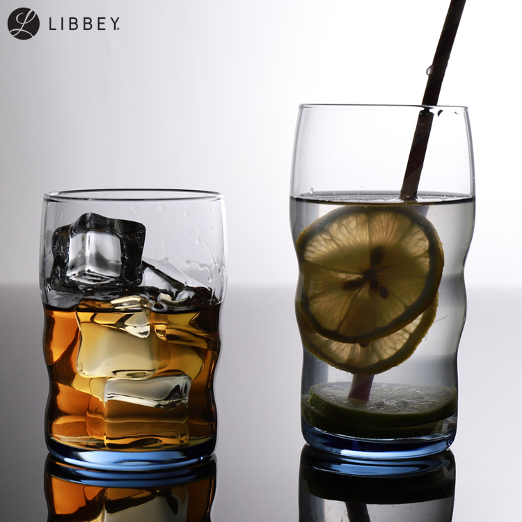 Стеклянная чашка Libbey с волнообразным узором, синяя, для воды, молока, сока, вина, для использования в ресторанах, для ополаскивателя для рта