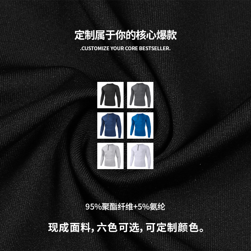 Fabricantes personalizados de entrenamiento de gimnasio de secado rápido ropa de compresión de hombre camiseta deportiva de manga larga con media cremallera