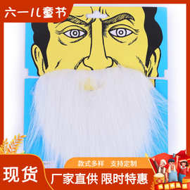 跨境万圣节仿真胡子装扮派对道具 白色大胡子 不干胶胡子套装HZ