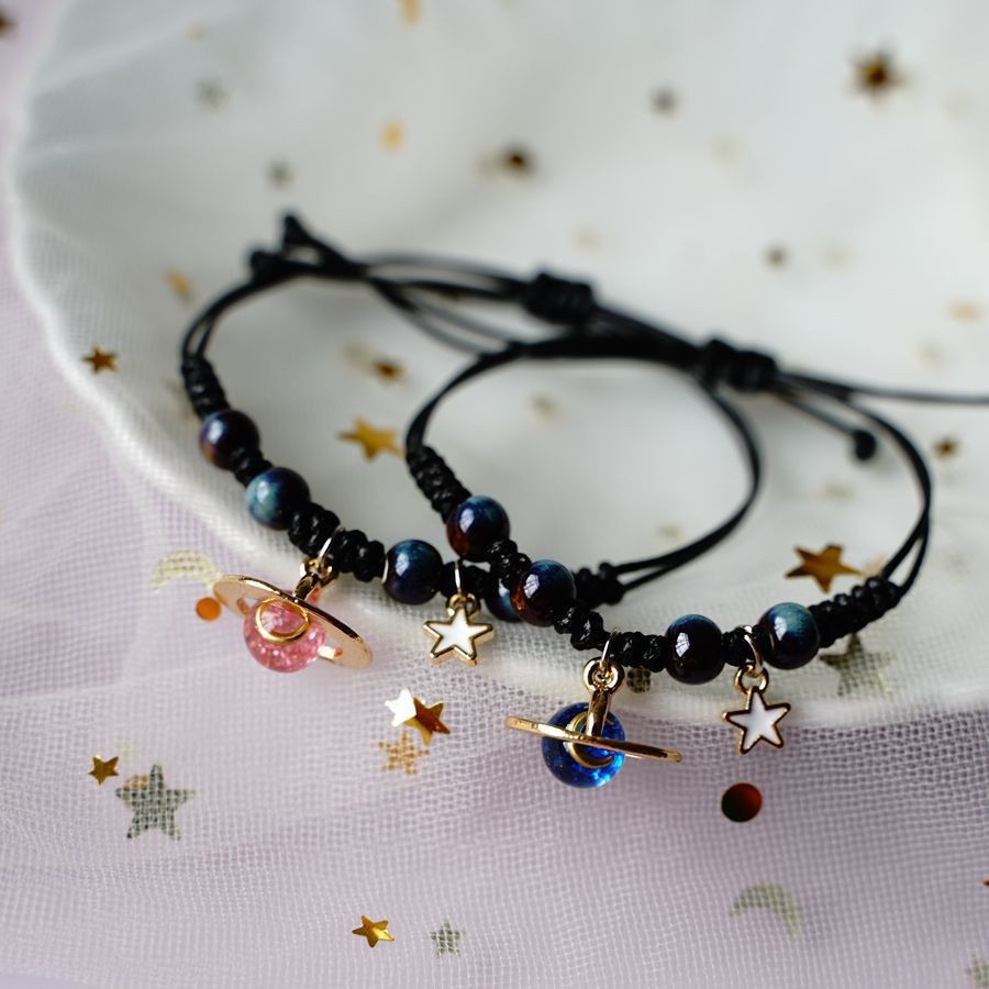 Bracelets Classification Wax line, ceramics Chain Material Simple Style Star Planet Alloy Resin Wax Line Woven Chain String Bracelets Wholesale