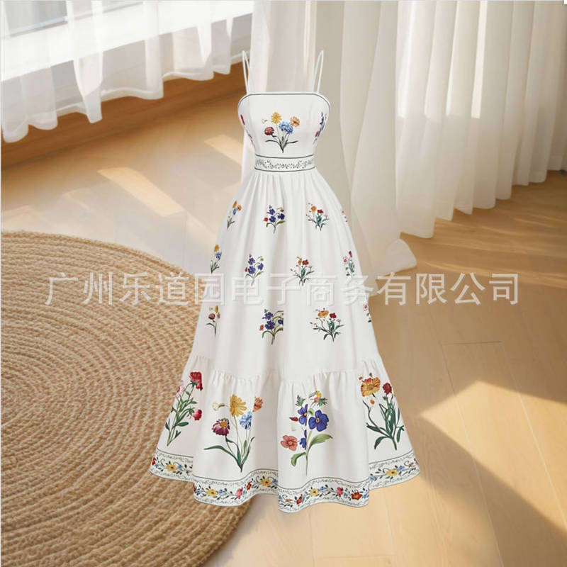 Cross-Border Elegant Plus Size Women's Floral Print Bohemian Style Off-Shoulder Dress