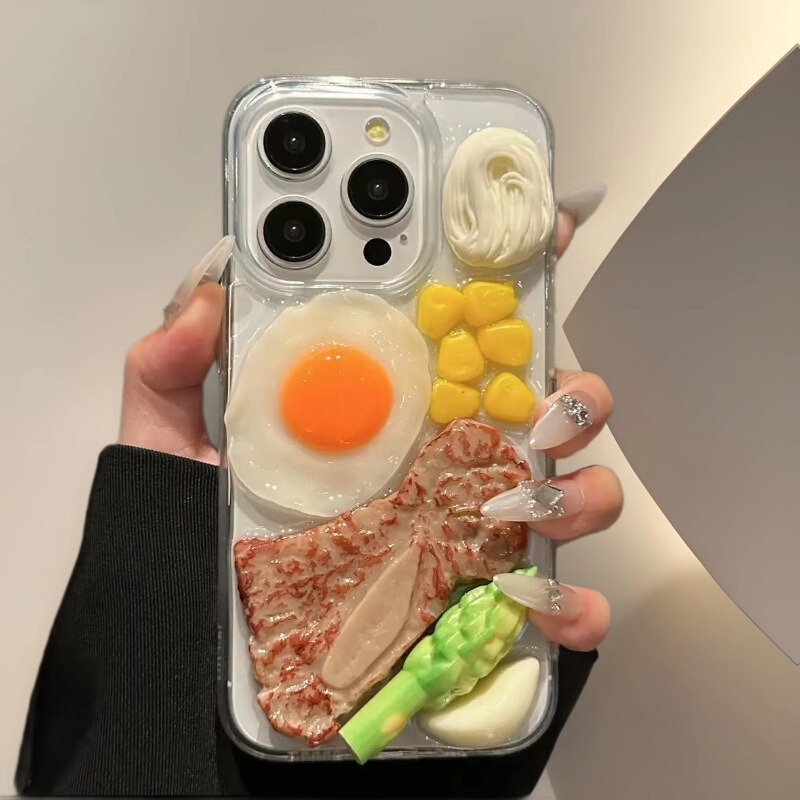 Three-Dimensional Steak and Fried Egg Design Suitable for Apple 17Air/Promax Phone Case 15/16Plus/12Mini Anti-Drop 7 Three-Dimensional Steak and Fried Egg Design Suitable for Apple 17Air/Promax Phone Case 15/16Plus/12Mini Anti-Drop 7