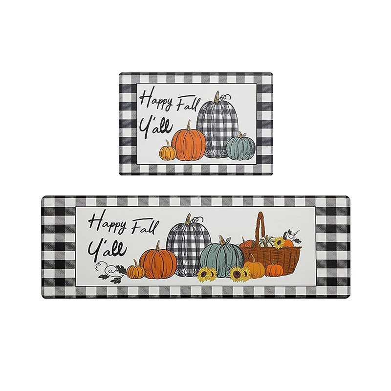 Cross-Border Temu Hot-Selling American Crystal Velvet Floor Mats, Kitchen Water-Absorbing and Oil-Absorbing Easy-Care Floor Mats, Two-Piece Set Can Be Shipped on Behalf of Others