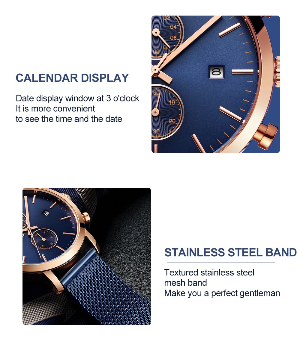 Hannah Martin Men's Quartz Watch Multi Functional Business Style_voghion.com