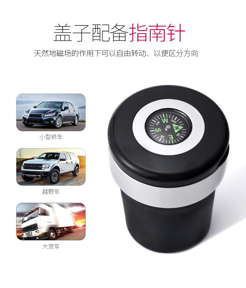 Car-Mounted Ashtray with Multifunctional Metal Liner, Creative Non-Slip Ash Bucket, In-Car Smoking Gadget for Lazy People, Guide Ball