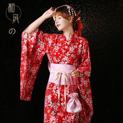 Japan printed cotton kimono dress yukata for women girls cosplay bronzing bathrobe that occupy the home diy girl cosplay stage props costumes
