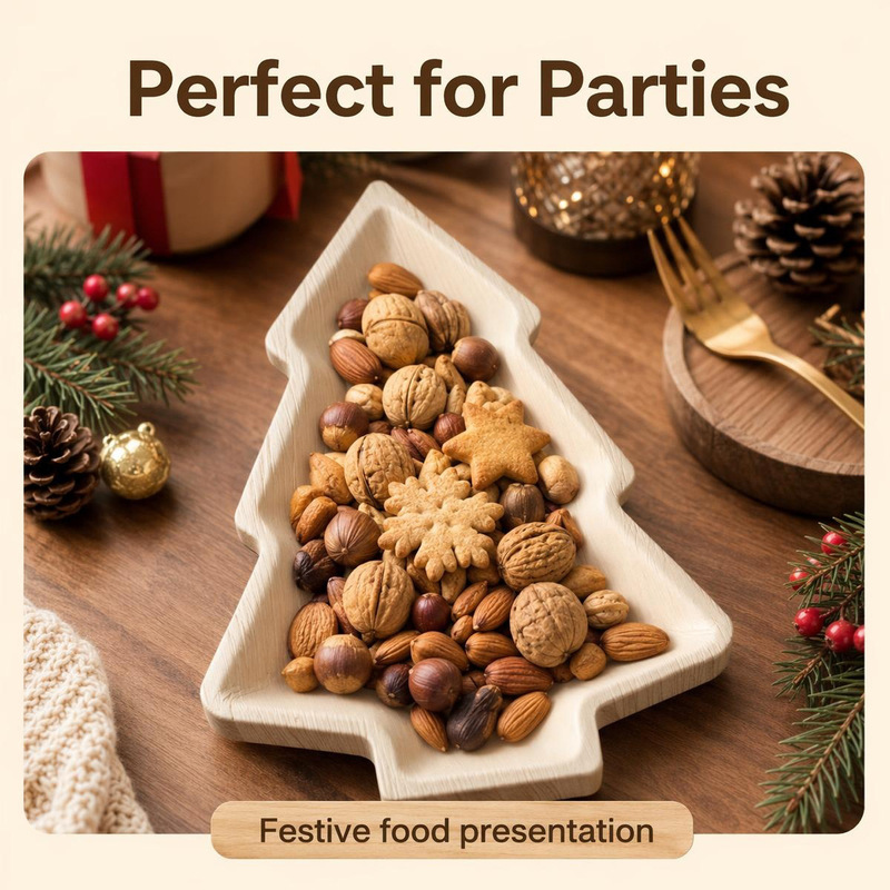 New creative palm leaf-shaped Christmas tree dinner plates, Christmas decorative plates, disposable and eco-friendly biodegradable plates New creative palm leaf-shaped Christmas tree dinner plates, Christmas decorative plates, disposable and eco-friendly biodegradable plates