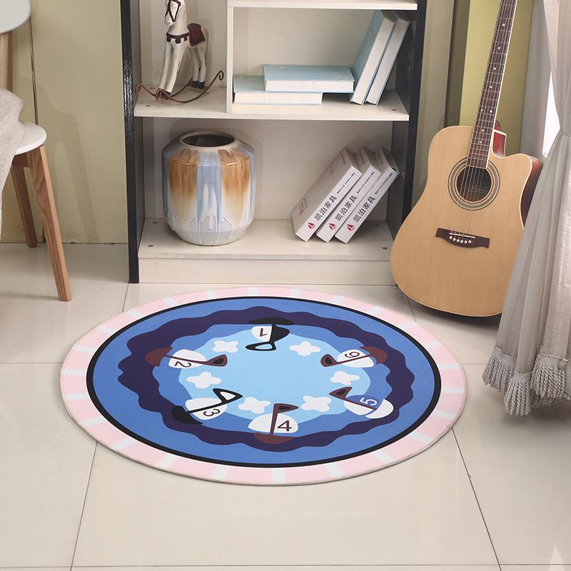 Fábrica personalizada comercio exterior cristal lana impresión de transferencia 3D alfombra redonda sala de estar dormitorio junto a la cama dibujos animados OEM hogar image 4