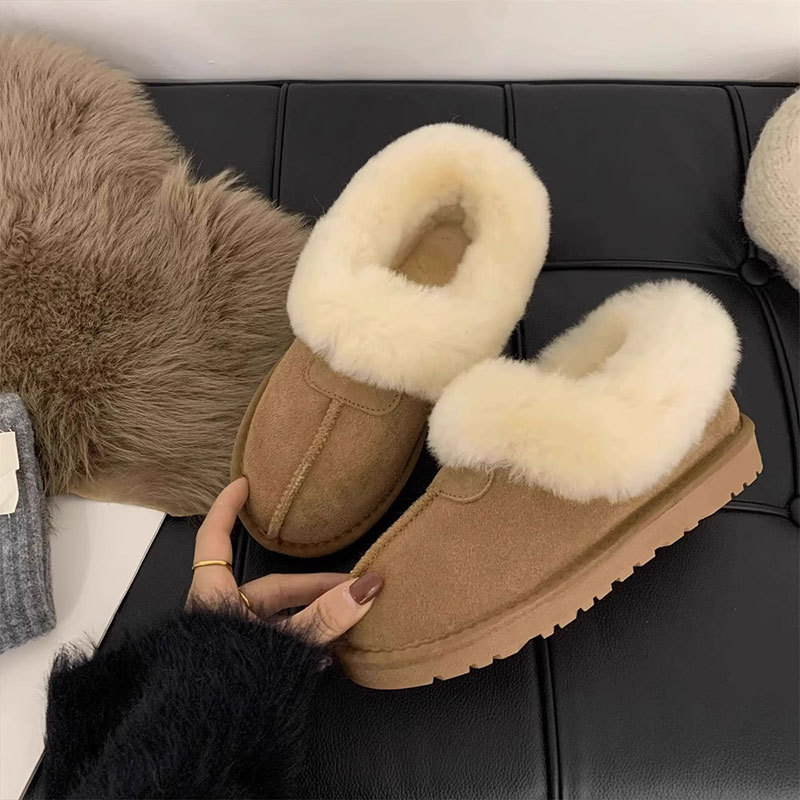 Snow Boots Women's Fur One 2024 New Winter Warm fleece-lined Cotton Shoes Thickened Mao Mao Shoes Outer Wear Cotton Slippers