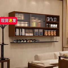 实木吊柜上墙壁柜家用橱柜挂墙面置物柜阳台柜厨房墙上储物柜复古