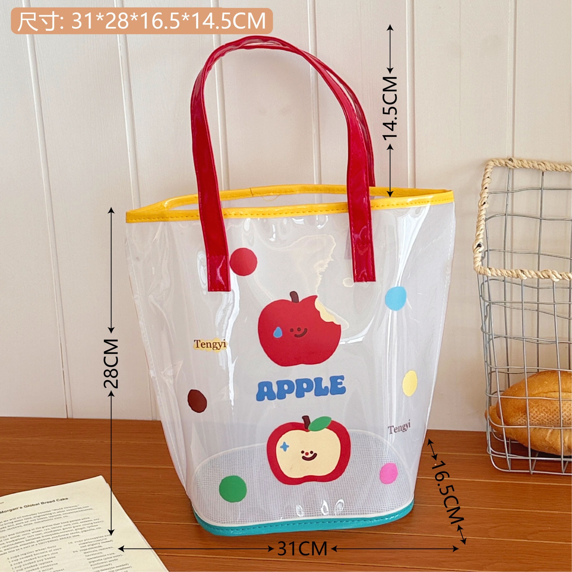 Fabricantes personalizados bolsos de playa de gelatina bolsos de dibujos animados lindos bolsos de viaje impermeables transparentes bolsos de hombro