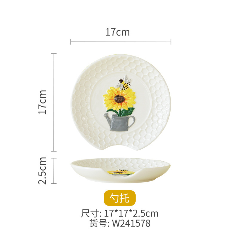 primavera abeja girasol, soporte de palillos, soporte de cucharas, soporte de cucharas, mesa de comedor, estante de cocina, cuchara de servilletas