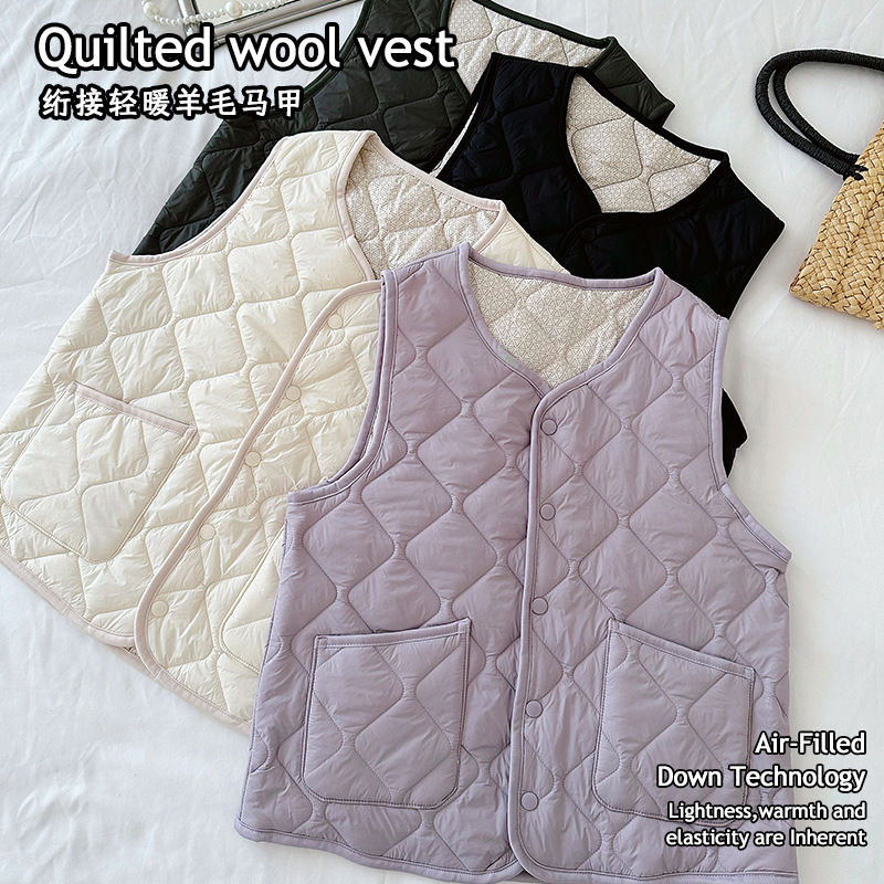 羽绒棉马甲女秋冬保暖坎肩高品质立领无袖外穿带口袋马夹防寒外套