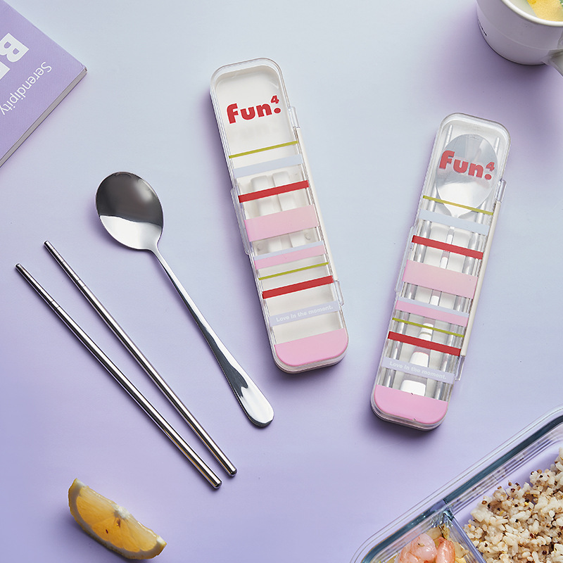 직장인과 학생을 위한 스테인리스 젓가락과 수저 2종 세트 휴대용 여행용 식기 젓가락과 수저 세트