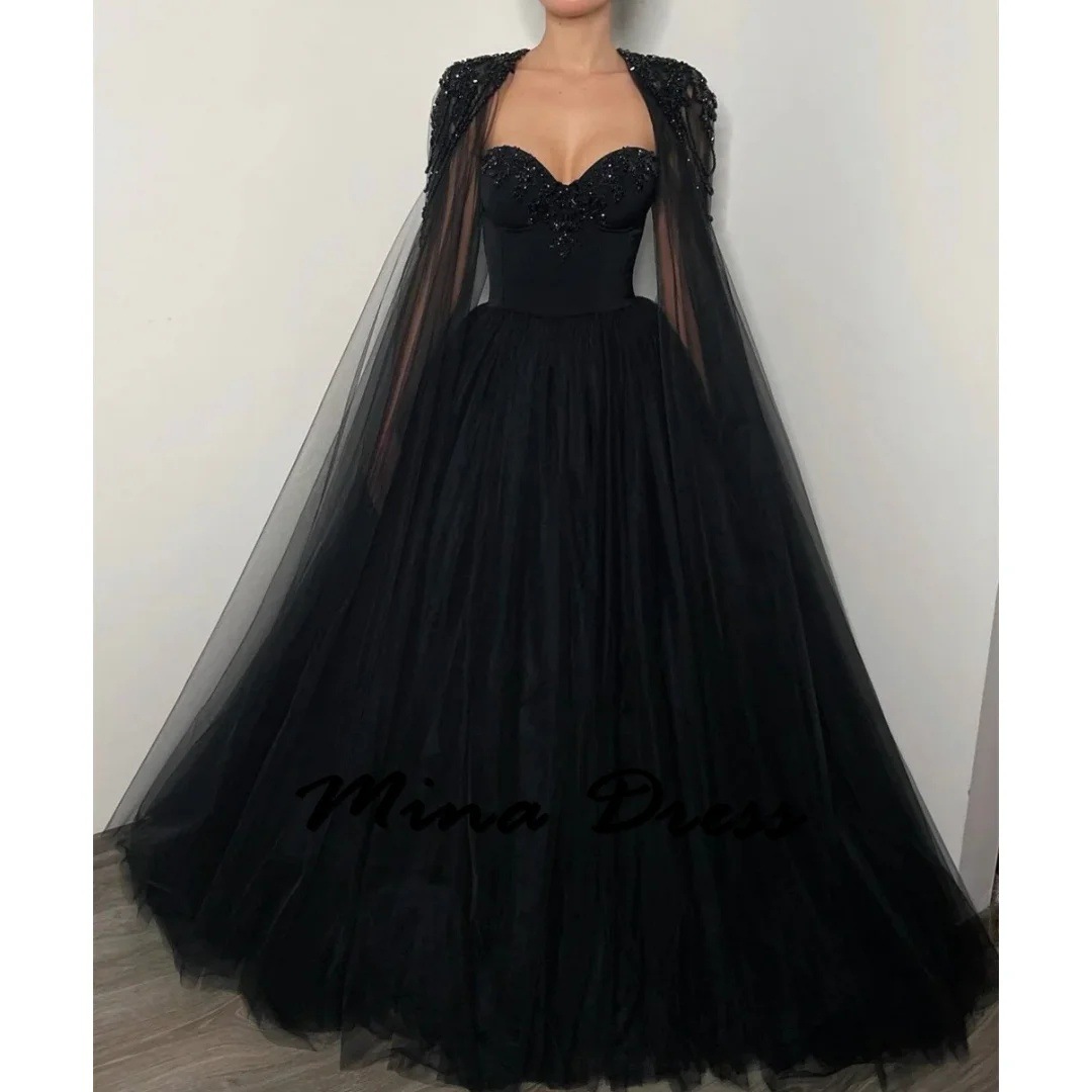 Black Sexy Strapless Evening Dress for Women, Long Backless Spaghetti Strap Vintage Train Banquet Host Performance Annual Meeting Dress