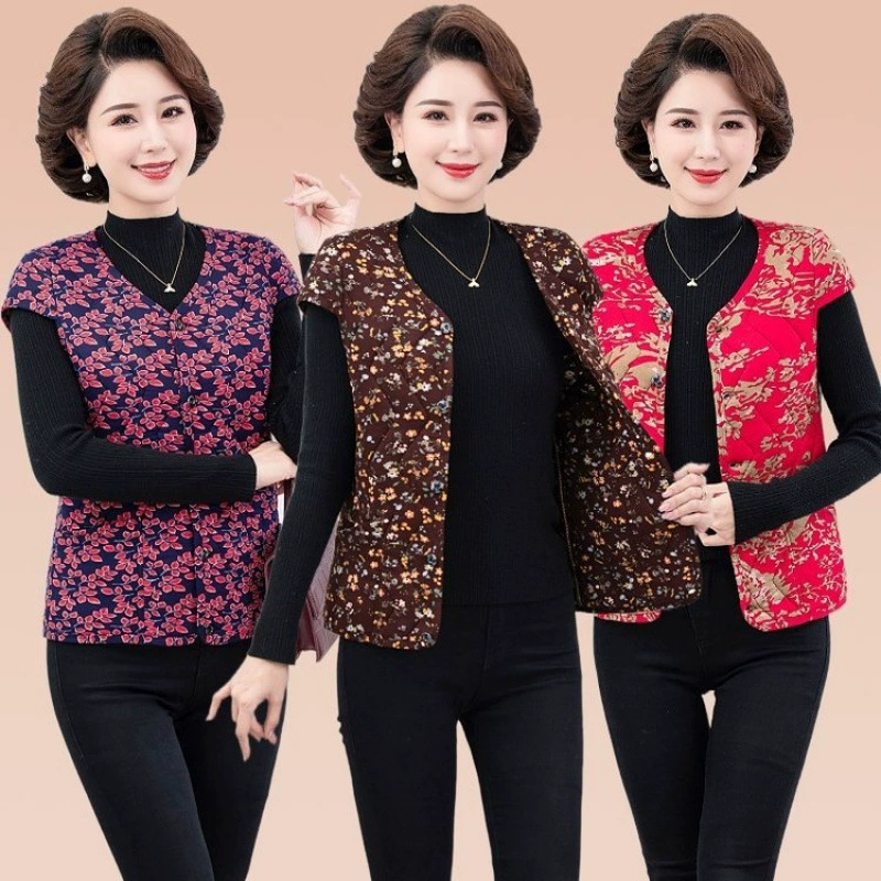 Мама наплечник плеча плечо теплый жилет для пожилых людей зимой жилет леди бабушка толстый верблюжий хлопок жилет женский