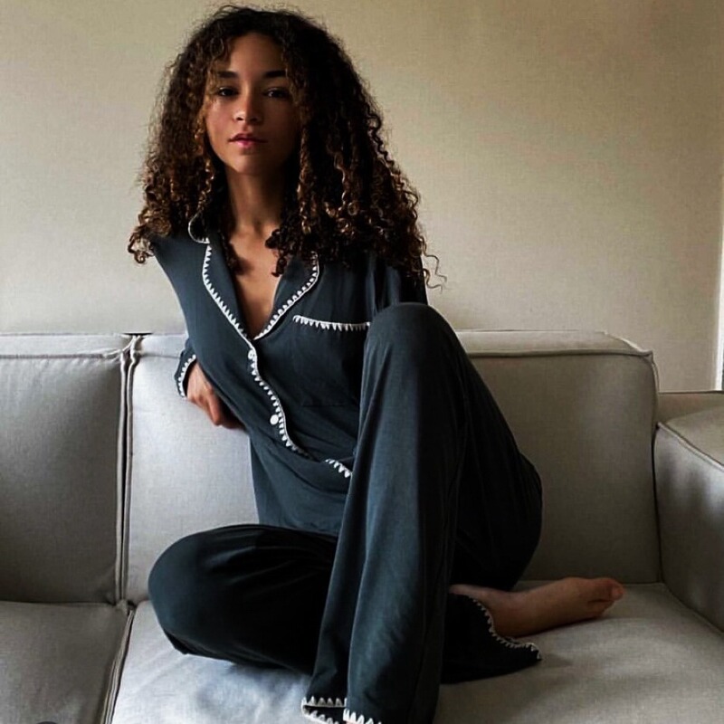 2024 Early Spring New Bohemian Style Shell Embroidered Series Long Sleeve Trousers Ram Cotton Modal Outfit