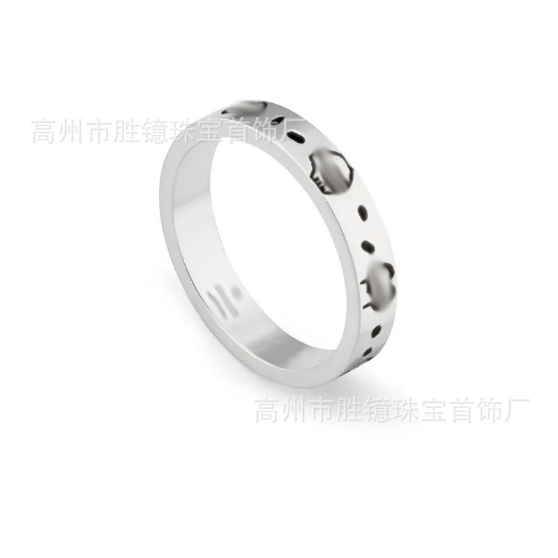 高バージョン Gujia リング Gucci レトロ オールド メンズ レディース リング カップル モデル ダブル G ストライプ エナメル 中空デイジー|undefined