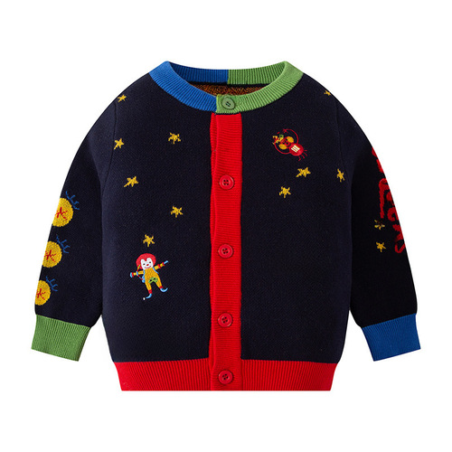 Korean style autumn and winter boys' knitted sweater children's sweater yarn baby warm cartoon cardigan children's clothing one piece agency 