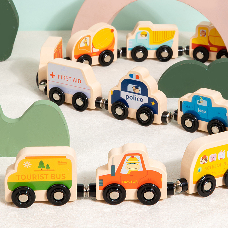 CPCCE 11 secciones animales digitales coche tractor tren cognitivo iluminación juguetes de madera de educación temprana