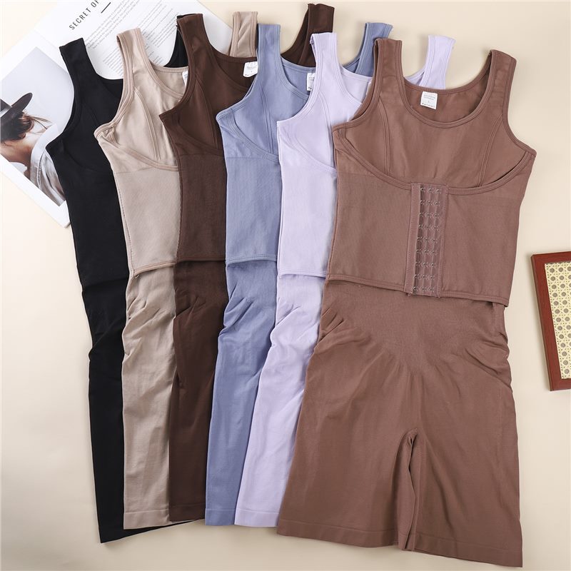 Cross-Border Reinforced Buttoned Tummy Control Waist Shaping Bodysuit for Women, Body Shaping Flat Leg One-Piece Corset Bodysuit for Women, Large Size Seamless