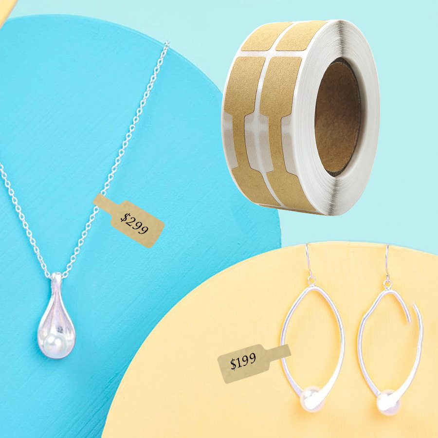 500개 스티커 | 롤 쥬얼리 가격 장식 천연 크래프트 종이 수제 스티커 라벨