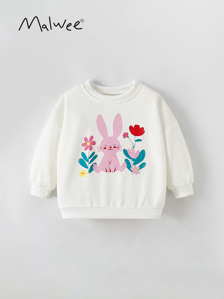Malwee niñas suéter de otoño nuevo jersey europeo y americano para niños de cuello redondo ropa de niños camisas casuales