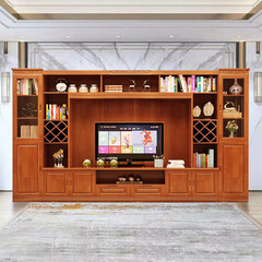 Modern Minimalist TV Stand Integrated Wall Cabinet Living Room Tall Cabinet Media Cabinet Multifunctional Wine Cabinet Storage Cabinet Solid Wood