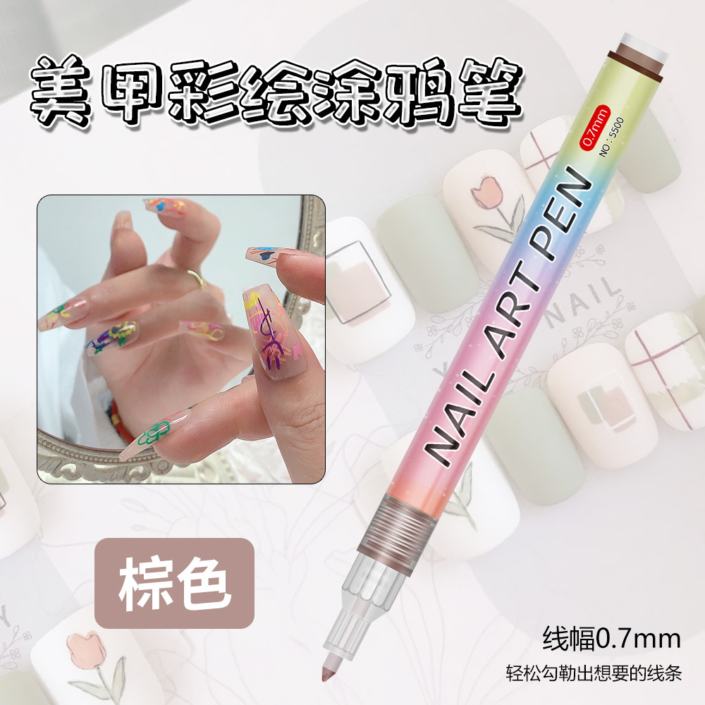 Nuevo lápiz de graffiti transfronterizo de uñas DIY lápiz de marca de secado rápido colorido de dibujo de gancho de línea de uñas lápiz de pintura
