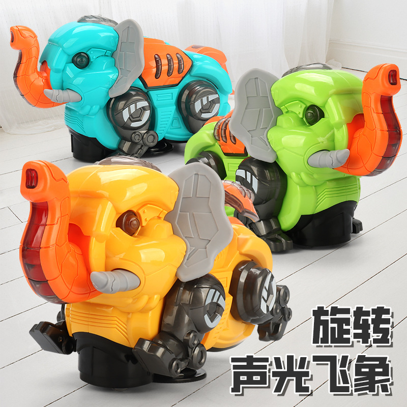 Tiktok mismo eléctrico Universal 360 ° giratorio vuelo elefante luz música niños modelo de juguete al por mayor