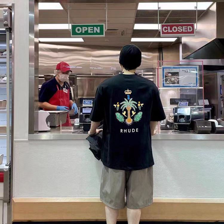 American niche fashion brand Rhude design short sleeve men and women couple High Street loose cotton T-shirt spring and summer half sleeve