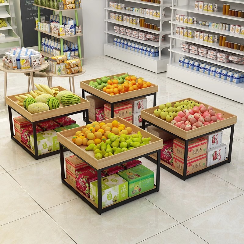 Fruit Store Shelf Display Rack Nakajima Promotion Desk Supermarket Boutique Shelf Convenience Store Display Cabinet Double Layer Display Rack