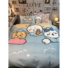 KX日本卡通chiikawa小可爱水洗棉磨毛床上四件套学生被套床单三件