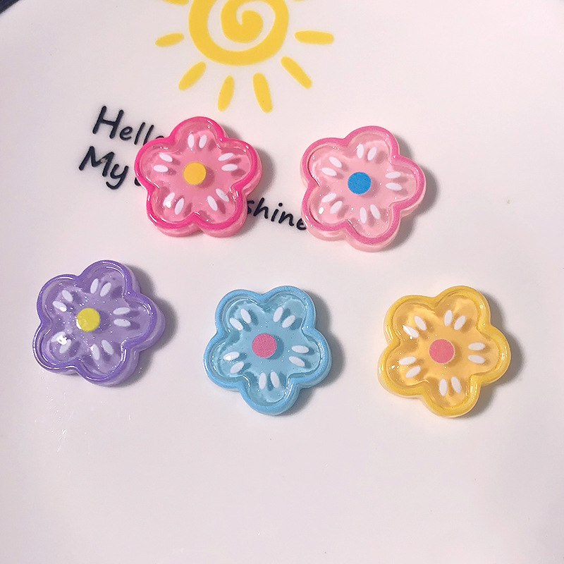 Nuevo sistema de color macarón flores transparentes accesorios de resina diy accesorios para el cabello parches de caso de teléfono móvil clipes de cabello material de hebilla de zapatos