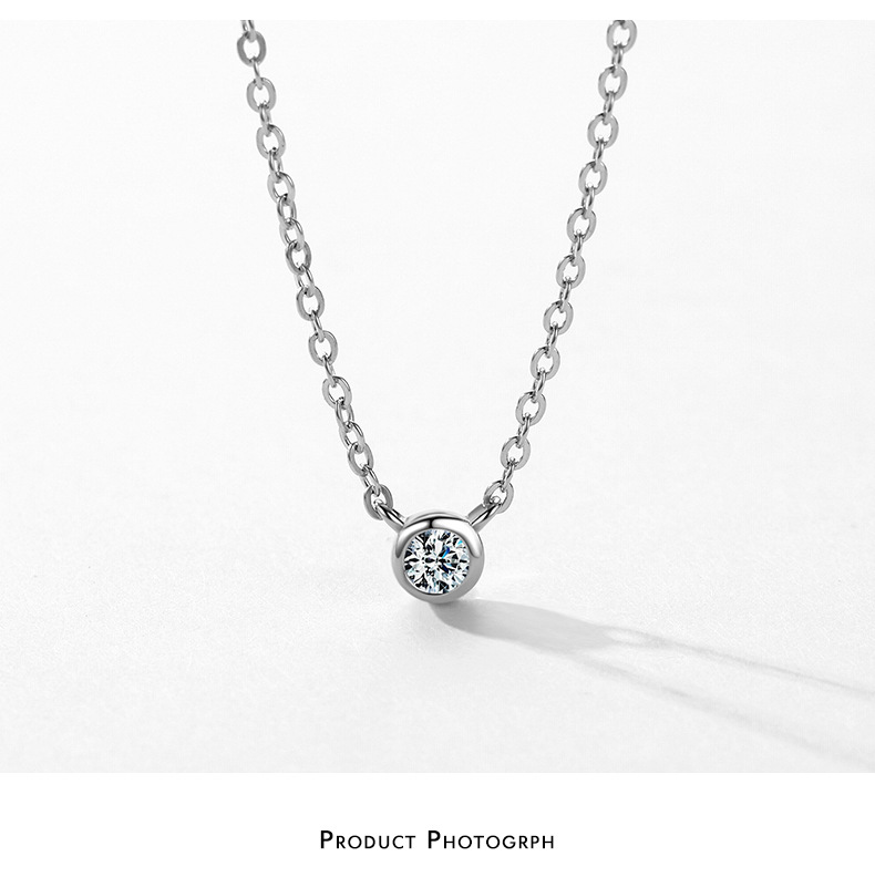 Fashion Round Silver Plating Inlay Zircon Necklace 1 Piece