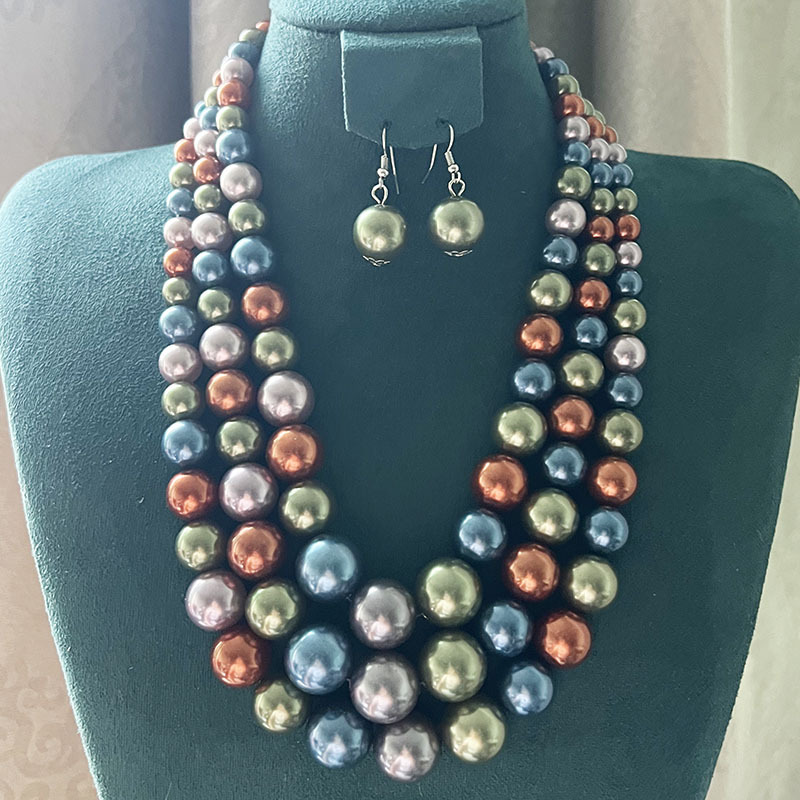 150g Weight Earrings, Necklace Classification 1 Set Quantity Banquet, Cocktail Party Occasion Imitation Pearl Material Pearl Pattern Women's Gender Round Design Glam, Exaggerated Style Glam Exaggerated Pearl Imitation Pearl Round Women's Earrings Necklace 11