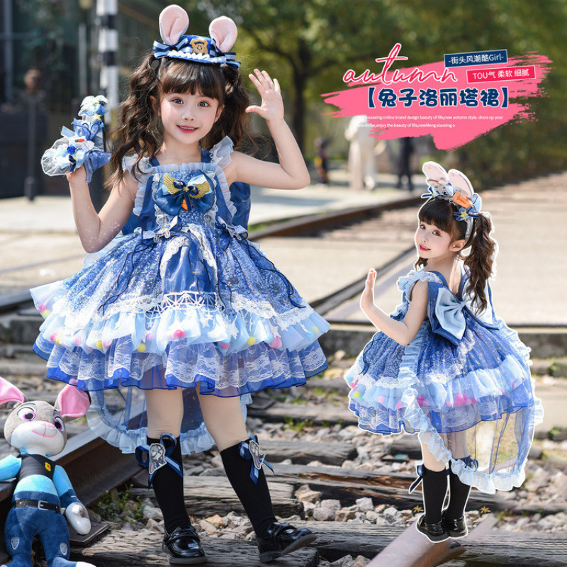 Girls' Lolita Princess Dress New Style Baby Girl Stylish Disney Dress Bunny Police Officer Birthday Dress Girls' Lolita Princess Dress New Style Baby Girl Stylish Disney Dress Bunny Police Officer Birthday Dress