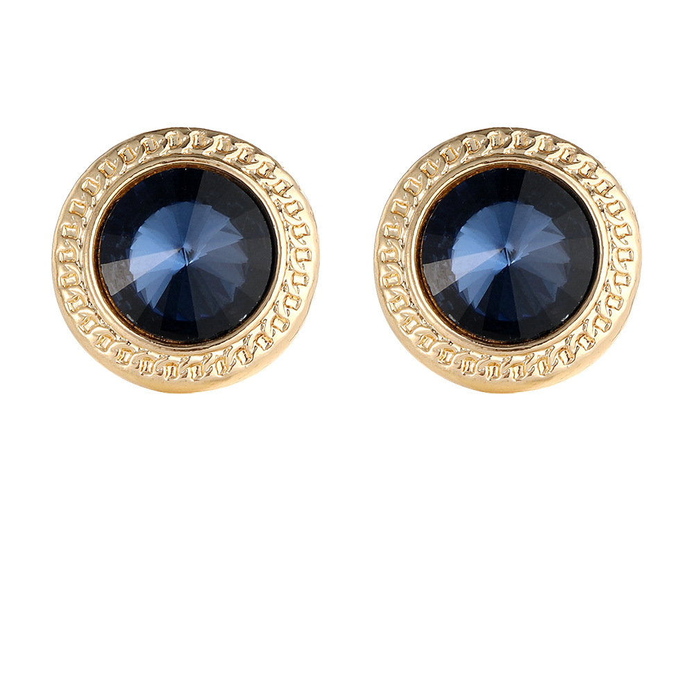 fashion new round gold plated zircon cufflinks men's French shirt business cuff nails cufflinks_voghion.com