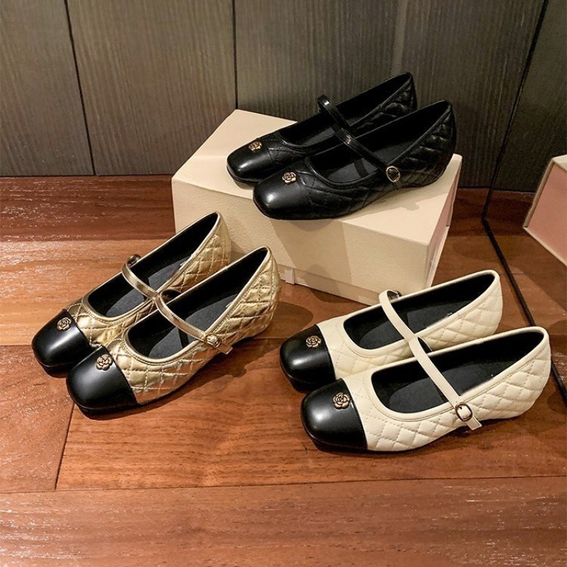 Sheepskin Version~Camellia Flower Design Hidden Heel Mary Jane Shoes for Women, New Spring Style, Chanel-Inspired Quilted Color-Blocking Commuter Flats for Women Sheepskin Version~Camellia Flower Design Hidden Heel Mary Jane Shoes for Women, New Spring Style, Chanel-Inspired Quilted Color-Blocking Commuter Flats for Women