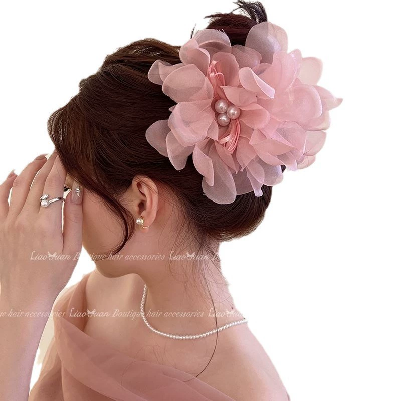 Крабовая заколка Hairgrip, большой крабовый зажим, акула, с цветочным принтом, стиль высокого качества