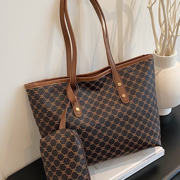 Commuting Large-Capacity Mother-In-Law Bag 2025 New Korean Style Shoulder Bag Plaid Printed Tote Bag High-End Handbag
