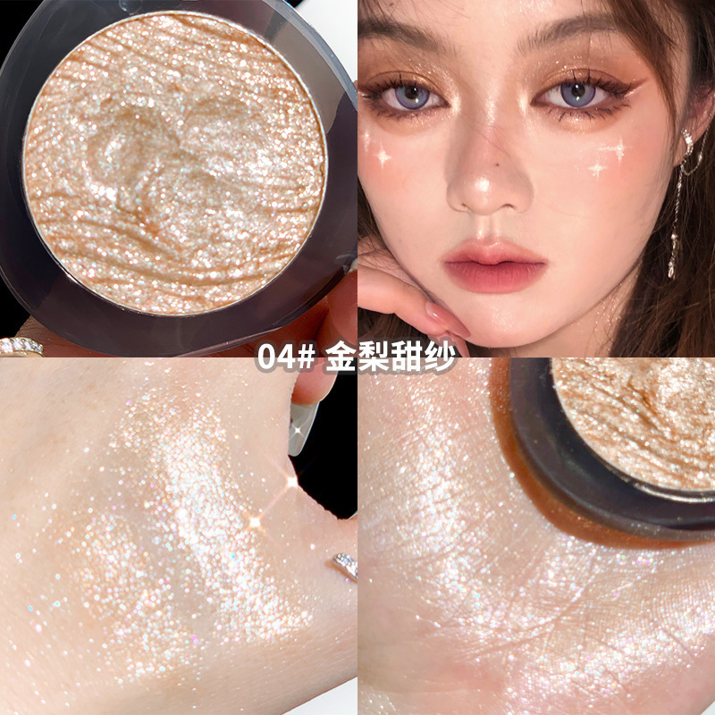 Xixi Luna piscina negro oscuro alto brillo polvo placa puré de patatas textura nacarado roto diamante fino Flash Iluminador mentira gusano de seda monocromo sombra de ojos