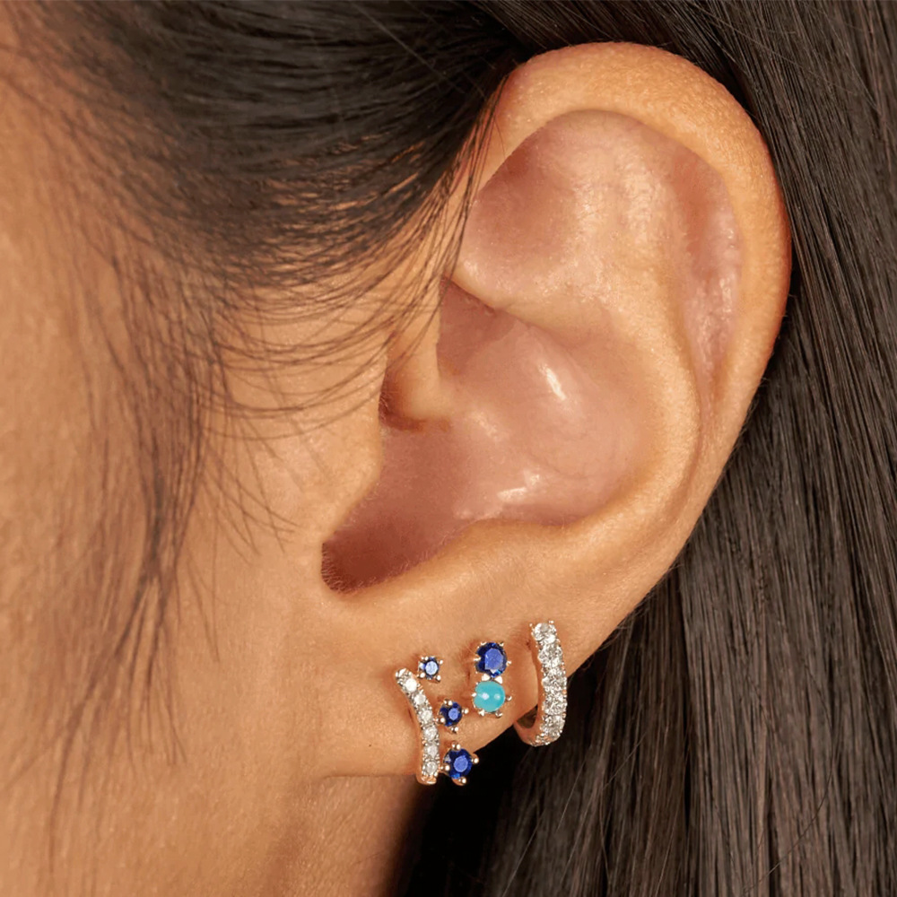 Fashion Geometric Sterling Silver Plating Zircon Ear Studs 1 Pair