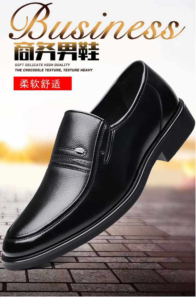 Giày da công sở nam mũi nhọn cổ thấp kiểu xỏ chân, đế cao su chống trượt, form rộng size lớn — S2115 màu đen chi tiết 3