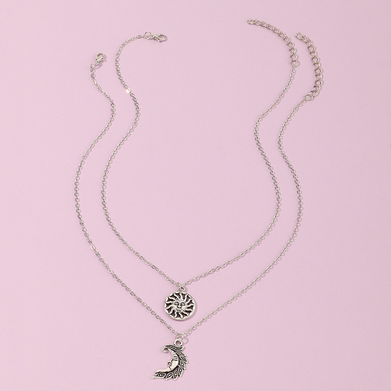Childrens necklace alloy pendant sun moon necklace setpicture1