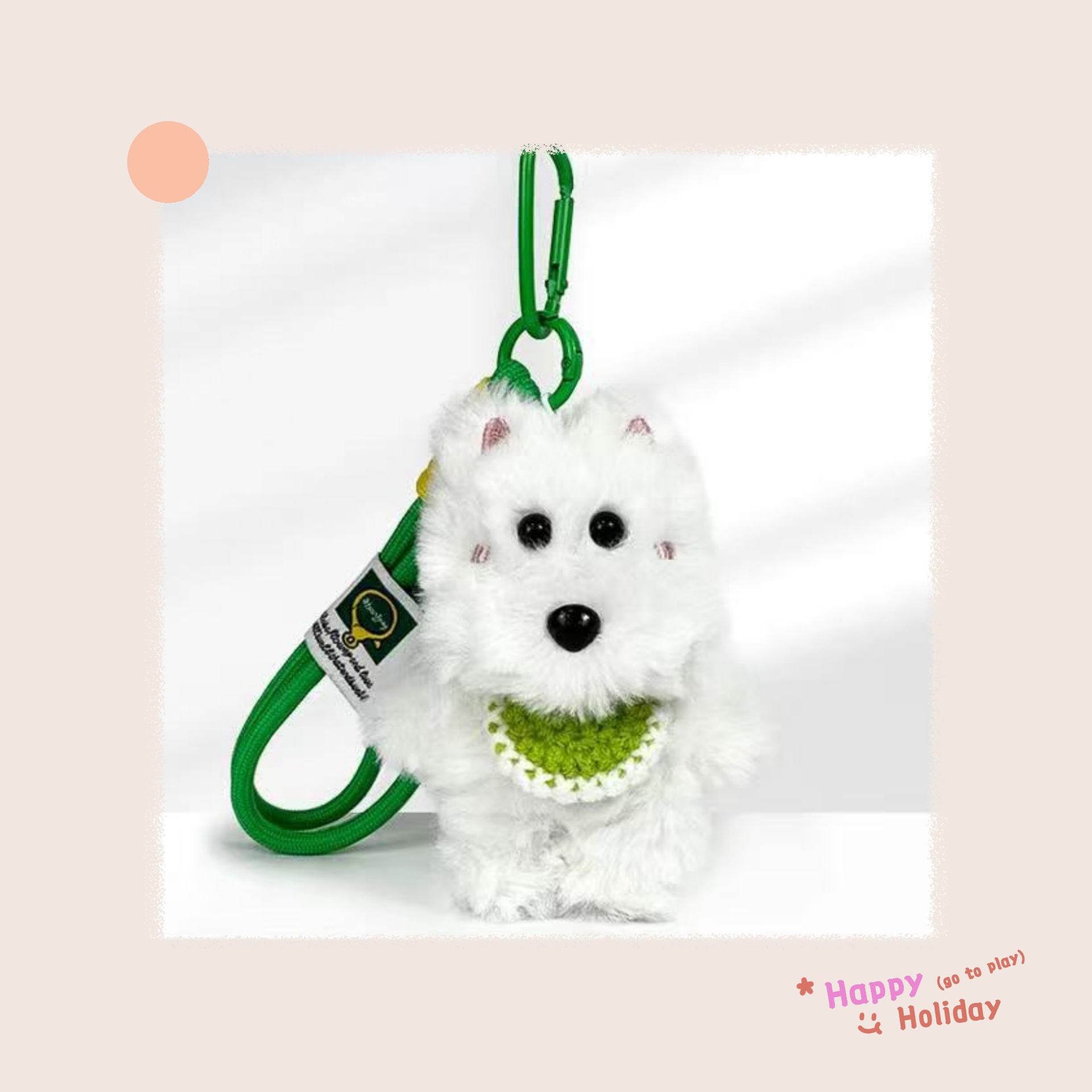 Pequeño libro rojo con peluche West Highlands perros colgantes de bolsa de gancho tejido a mano mini baudoles toallas de saliva muñecas de perros