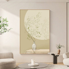 北歐綠植客廳裝飾畫光影玄關走廊壁畫原木風沙發背景牆大幅落地畫
