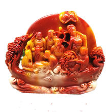 仿 福建寿山石雕芙蓉石八仙过海山水摆件客厅装饰观赏石奇石