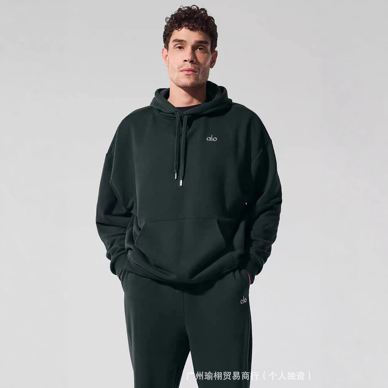 Alo Cross-Border American Autumn and Winter Letter Hooded Pullover Sports Casual Sweatshirt Neutral Versatile Loose Hooded Top