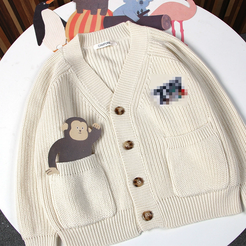 Demi-season sweater for boys, children's knitted cardigan girl's, cartoon jacket, children's clothing